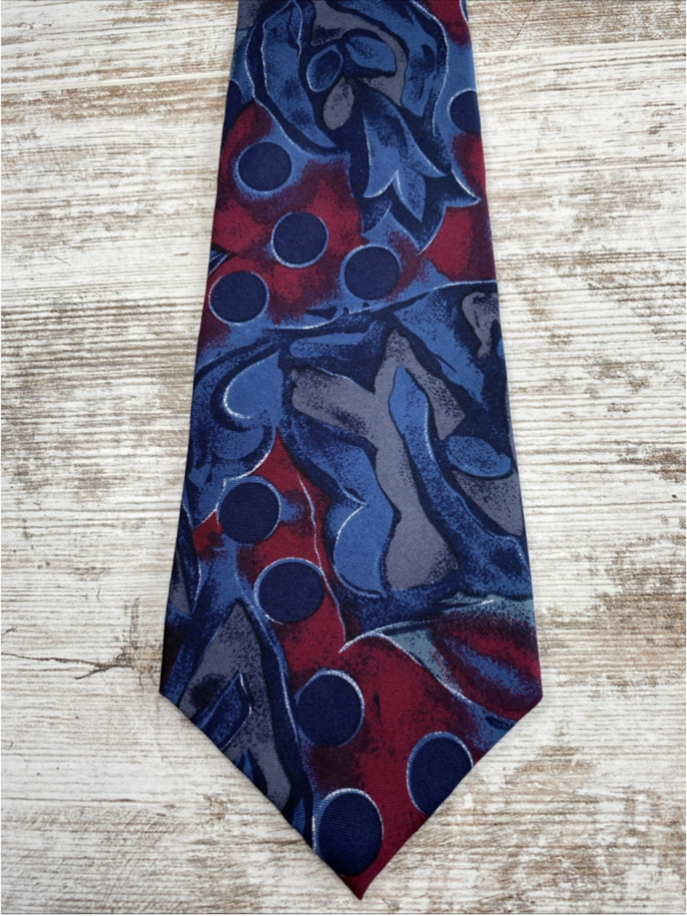 Vintage Preferred Stock Silk Tie Abstract Blue Red Geometric Bold 56x3.75 USA